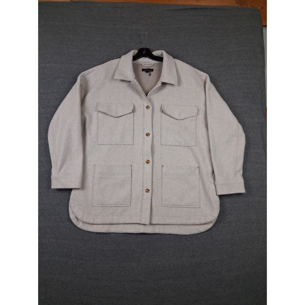 Banana Republic Womens Jacket XL Oatmeal‎ Beige Flannel Shacket Capsule Minimal